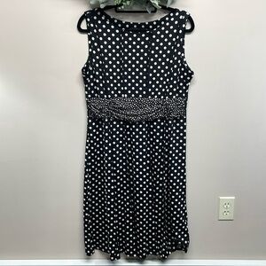 NWOT Perceptions New York Sleeveless Black White Polka Dot Dress 16